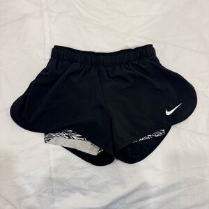 Nike Rival 2-in-1 Running Shorts Black White Print Lined Womens Size XS X-Small